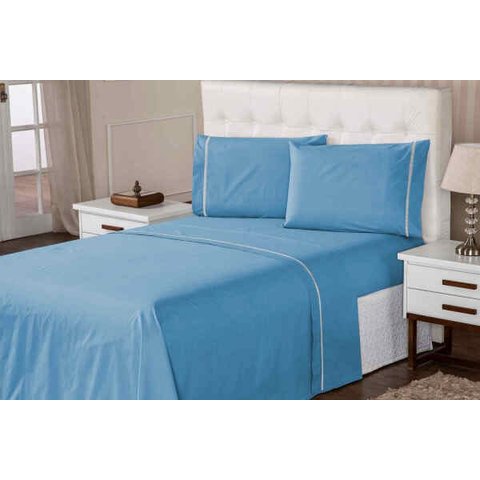 Kit Edredom QUEEN 6 Peças Dupla Face Italiano Macio Azul Casa Dona