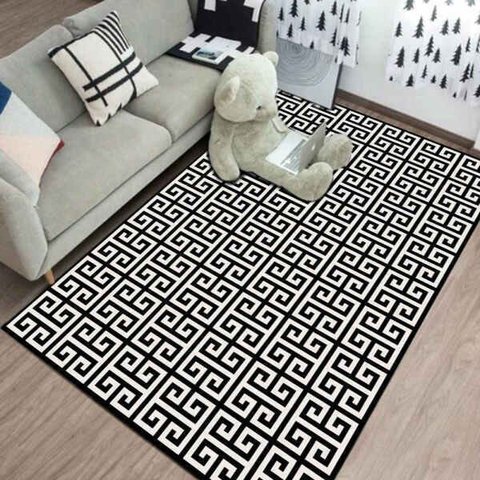 Tapete para Sala ou Escritório 100 x 140cm Antiderrapante sem Pelo Geometrico Maze Casa Dona