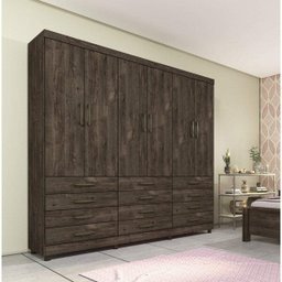 Guarda-Roupa Casal com Pés 6 Portas 12 Gavetas Atlanta Tcil Móveis - 1 Guarda-Roupa Casal com Pés 6 Portas 12 Gavetas Atlanta Tcil Móveis - 1
