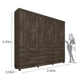 Guarda-Roupa Casal com Pés 6 Portas 12 Gavetas Atlanta Tcil Móveis - 4 Guarda-Roupa Casal com Pés 6 Portas 12 Gavetas Atlanta Tcil Móveis - 4