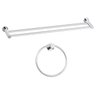 Kit Toalheiro com Argola e Porta Toalha Duplo 60cm Luxo - 1