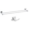 Kit Toalheiro Porta Toalha 60cm e Cabide Duplo Luxo Cromado - 1