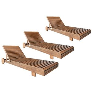 Kit 3 Espreguiçadeira Allegra Madeira Maciça Piscina Lazer Nogueira Proteção Uv