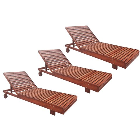 Kit 3 Espreguiçadeira Allegra Madeira Maciça Piscina Lazer Nogueira Proteção UV