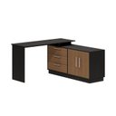 Ver imagem 2 de Mesa Escrivaninha com Cômoda com 3 Gavetas e 2 Portas American Preto/com Freijó
