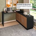 Ver imagem 4 de Mesa Escrivaninha com Cômoda com 3 Gavetas e 2 Portas American Preto/com Freijó