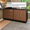 Ver imagem 6 de Mesa Escrivaninha com Cômoda com 3 Gavetas e 2 Portas American Preto/com Freijó