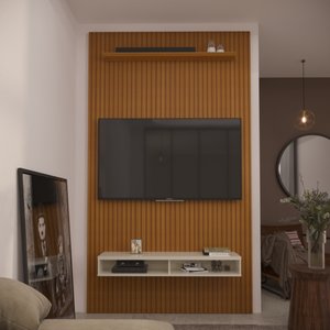 Painel Ripado Impressão 3d para Tv até 55 Polegadas Print com Nicho 135cm
