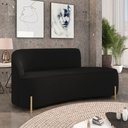 Ver imagem 2 de Sofá 3 Lugares Orgânico 180cm Pé Dourado Morgan Suede Preto D03 - D’Rossi
