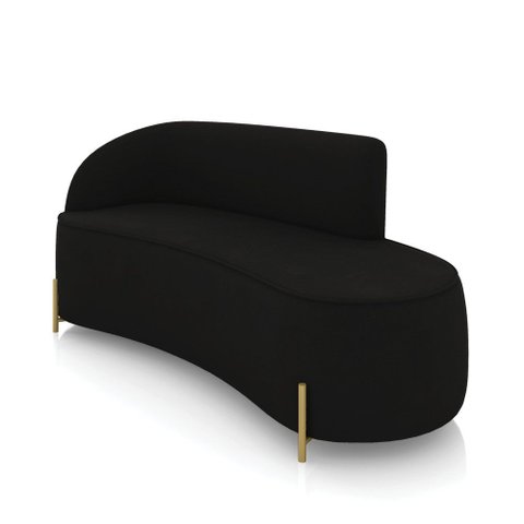 Sofá 3 Lugares Orgânico 180cm Pé Dourado Morgan Suede Preto D03 - D’Rossi