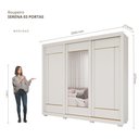 Ver imagem 3 de Guarda-Roupa Casal Serena 3 Portas de Correr 4 Gavetas com Espelhos e Pés 100 MDF Pm Home