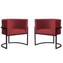 Ver imagem 1 de Kit 2 Poltronas Decorativa Sala de Estar Luana Base Preta Veludo Vermelho - Montanaris Decor Md Mont