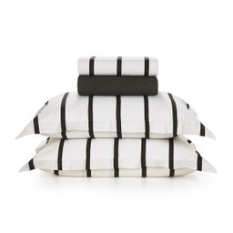 Jogo de Cama Casal Karsten 180 Fios Percal Algodão Tomaz Preto e Branco - 1