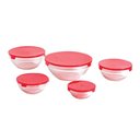 Ver imagem 2 de Conjunto 5 Potes Tigela Vidro Tampa Vermelho Class Home