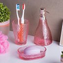 Ver imagem 3 de Kit Lavabo Banheiro, Saboneteira Liquida, Saboneteira, Porta Escovas Rosa