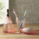 Ver imagem 2 de Kit Lavabo Banheiro, Saboneteira Liquida, Saboneteira, Porta Escovas Rosa