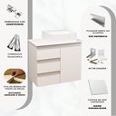 Ver imagem 3 de Balcão Móvel Gabinete Mdf para Banheiro com Tampo & Cuba 60cm Esquerdo