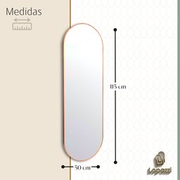 Espelho Grande Oval com Moldura em Metal Decorativo 115 X 50cm - 8