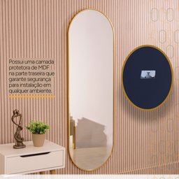 Espelho Grande Oval com Moldura em Metal Decorativo 115 X 50cm - 5
