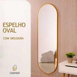 Espelho Grande Oval com Moldura em Metal Decorativo 115 X 50cm - 2