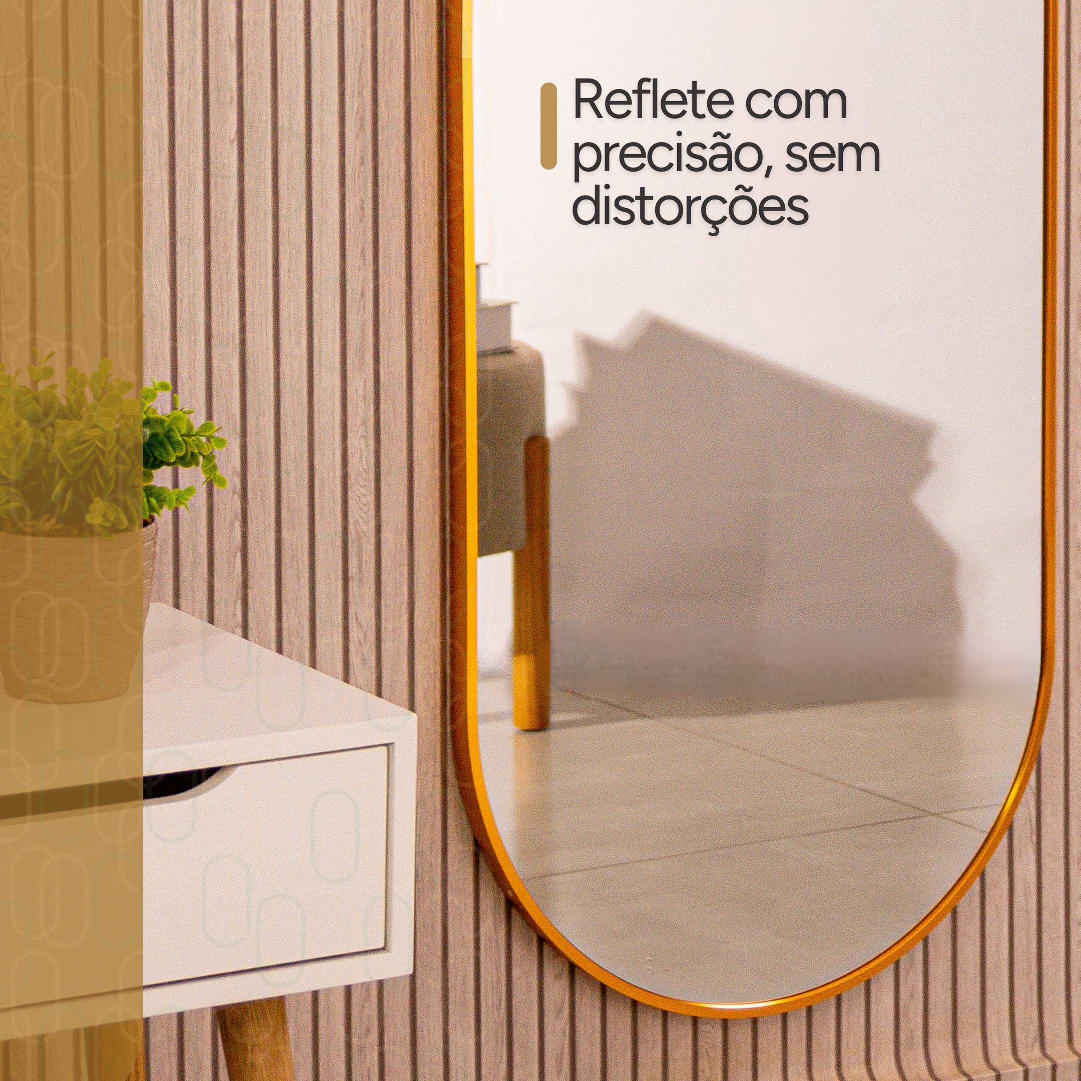 Espelho Grande Oval com Moldura em Metal Decorativo 115 X 50cm - 3