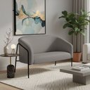 Ver imagem 1 de Sofá 2 Lugares Namoradeira Stella Base Industrial Alta Preta Suede Grafite D03 - D’Rossi