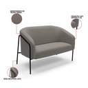 Ver imagem 3 de Sofá 2 Lugares Namoradeira Stella Base Industrial Alta Preta Suede Grafite D03 - D’Rossi
