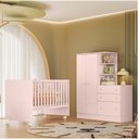 Ver imagem 1 de Quarto para Bebê Completo com Guarda-Roupa e Comôda e Berço Doce Sonho Rosa/Acetinado
