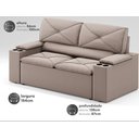 Ver imagem 2 de Sofá com Porta Copos Retrátil e Reclinável Pop 1,54m Velosuede Bege - Netsofas
