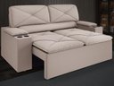 Ver imagem 1 de Sofá com Porta Copos Retrátil e Reclinável Pop 1,54m Velosuede Bege - Netsofas