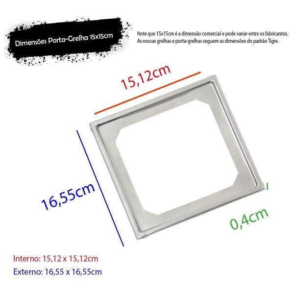 3x Grelhas + 3x Porta Grelhas Quadrado 15x15 Inox GPQ1503 - 3