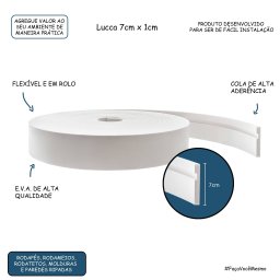 Rodapé Eva Flexível Autoadesivo 7cm X 1cm Lucca 15 Metros - 4