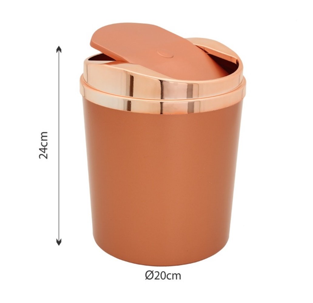 Lixeira Plástica 5L Tampa Basculante Retangular Rotaplast:Rosé Gold - 2