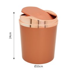 Lixeira Plástica 5L Tampa Basculante Retangular Rotaplast:Rosé Gold - 2