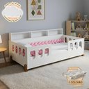 Ver imagem 2 de Cama Infantil em MDF Nina com Colchão com Enxoval Completo Trança Rosa 2,5m com Nuvem LED