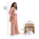 Ver imagem 3 de Puff Decorativo Pés Tripé em Veludo e Madeira Moderno e Confortável