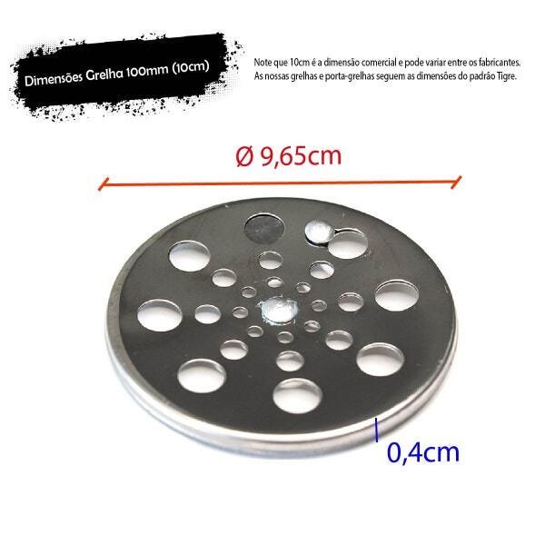 2x Grelhas Redondas 100Mm para Ralo Inox Anti Odor Gr1002 - 2