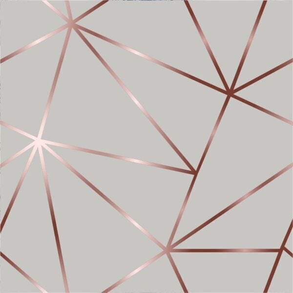 Papel de parede adesivo geométrico Zara Rose Silver + Kit Aplicação completo