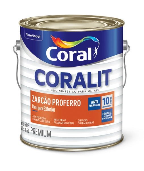 Zarcão Proferro Coral Coralit 3,6L Laranja - 1
