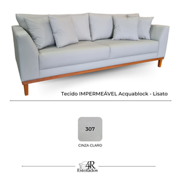 Sofá Pierri | Base de Madeira & Tecido Acquablock Impermeável | 220 Cm | Cinza Claro - 4