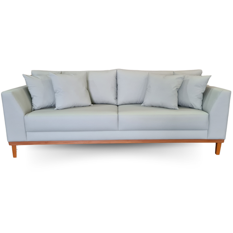 Sofá Pierri | Base de Madeira & Tecido Acquablock Impermeável | 220 Cm | Cinza Claro