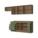Ver imagem 5 de Armário de Cozinha Completa Garrafeiro 100% Mdf 280cm Nogueira/verde Celeste Kappesberg