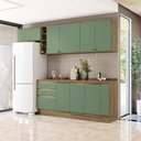 Ver imagem 1 de Armário de Cozinha Completa Garrafeiro 100% Mdf 280cm Nogueira/verde Celeste Kappesberg