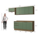 Ver imagem 4 de Armário de Cozinha Completa Garrafeiro 100% Mdf 280cm Nogueira/verde Celeste Kappesberg