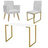 Kit Escritório Poltrona Cadeira Mesa Branco Dourado Branco - 1