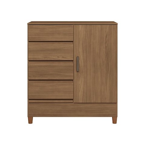 Cômoda Sapateira 1 Porta 4 Gavetas Fit 1.4 para Quarto Jequitibá Santos Andirá