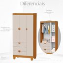 Ver imagem 5 de Cômoda Sapateira e Guarda Roupa Infantil Apolo 3 Portas 3 Gavetas MDF Areia Fosco Savana Reller