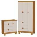 Ver imagem 1 de Cômoda Sapateira e Guarda Roupa Infantil Apolo 3 Portas 3 Gavetas MDF Areia Fosco Savana Reller