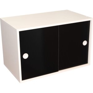Armário Portas de Correr Pt Branco com Porta Preto