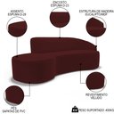 Ver imagem 3 de Sofá Living 4 Lugares 280cm Braço Direito Mozart D06 Veludo Vermelho - Mpozenato